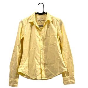 FRANK & EILEEN Daisy Yellow Distressed Denim Relaxed Button-Up Shirt, Size XS